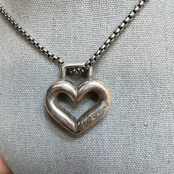 Brighton Radiant Hearts Necklace 22" Silver Toned Chain Hollow Heart Logo - Picture 2 of 8